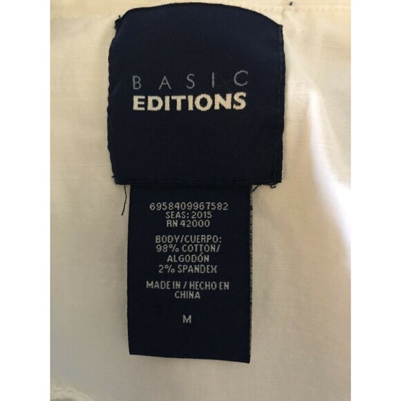 Basic Editions Women’s Size M White Canvas Jacket Button Up Roll Tab Sleeve - Picture 6 of 6